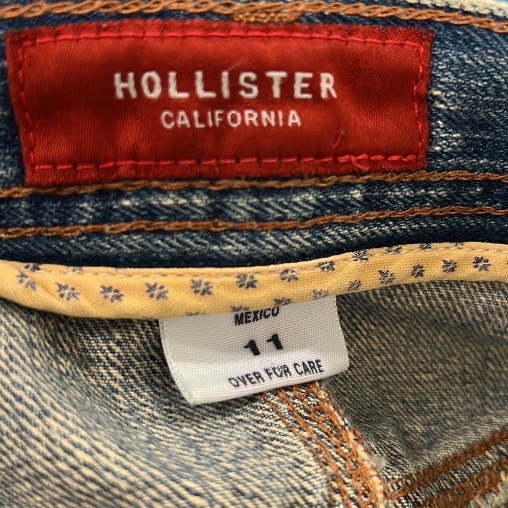 𝅺hollister Jean Skirt Distressed Mini Skirt size 11 - Picture 7 of 8